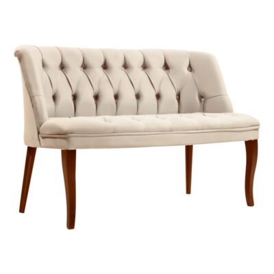 Καναπές Loreta 2θέσιος βελούδο μπεζ -καρυδί πόδια 118x55x78εκ