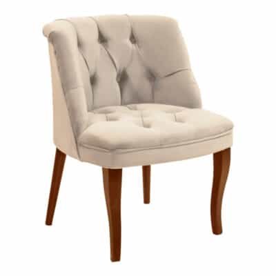 Πολυθρόνα Loreta βελούδο μπεζ-με καρυδί πόδια 55x57x78εκ