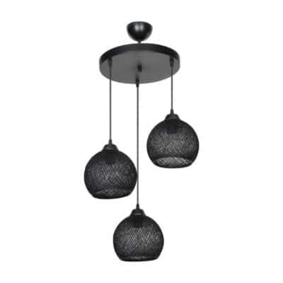 Φωτιστικό οροφής τρίφωτο PWL-0973 I Ε27 μαύρο Φ35x18εκ