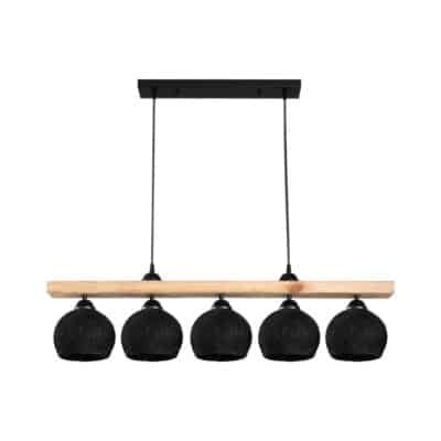 Φωτιστικό οροφής πεντάφωτο Salote Ε27 σε καφέ-μαύρη απόχρωση 100x18x24εκ