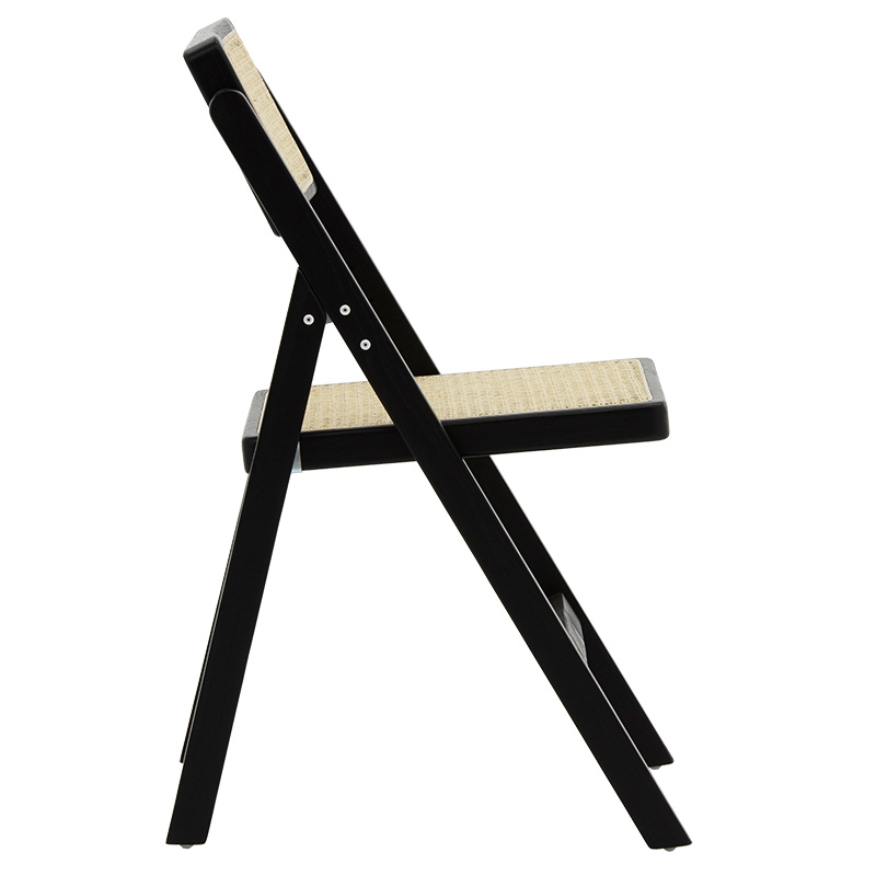 Καρέκλα Yoko πτυσσόμενη μπεζ pvc rattan-μαύρο πόδι - Image 3