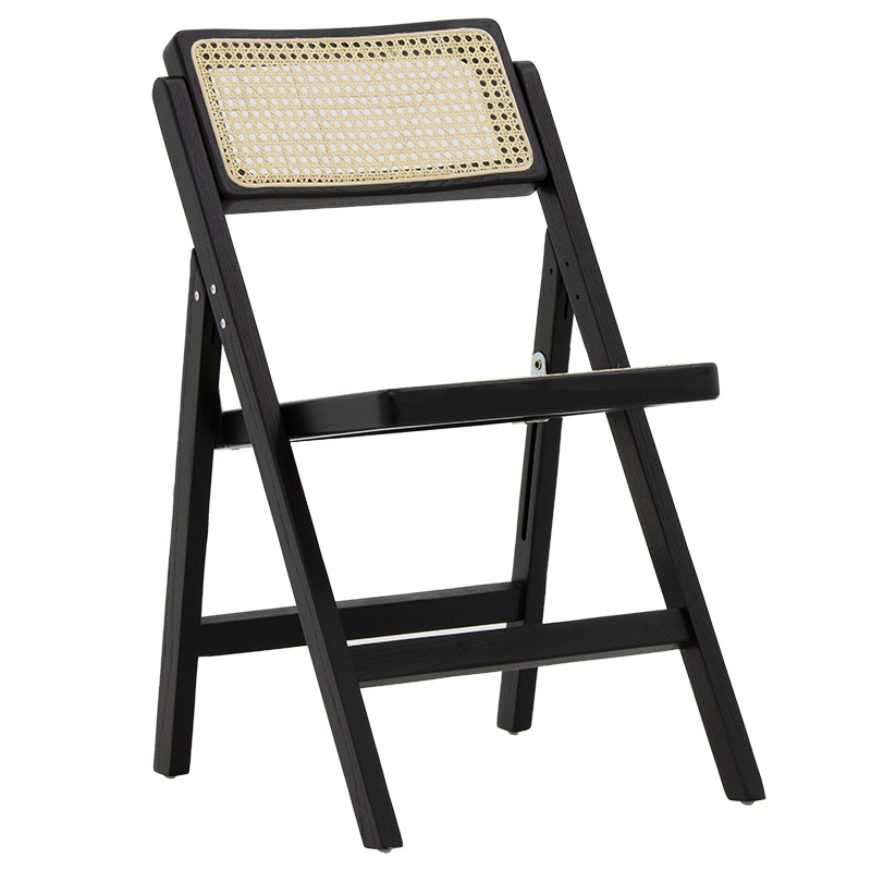 Καρέκλα Yoko πτυσσόμενη μπεζ pvc rattan-μαύρο πόδι