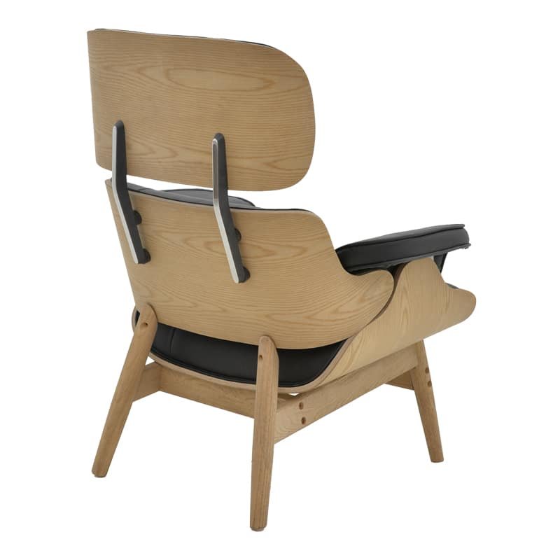 Πολυθρόνα relax Mirto μασίφ ξύλο καρυδί -PU μαύρο 80x80x96.5εκ - Image 2