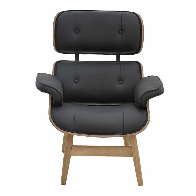 Πολυθρόνα relax Mirto μασίφ ξύλο καρυδί -PU μαύρο 80x80x96.5εκ - Image 4