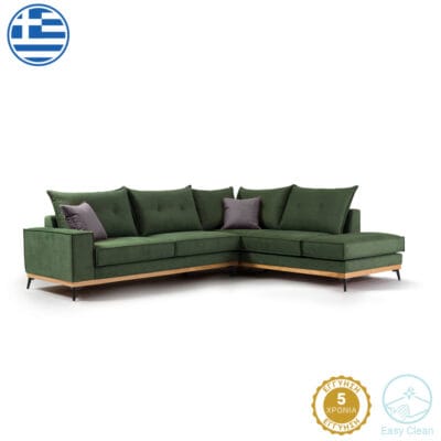 Γωνιακός καναπές αριστερή γωνία Luxury II ύφασμα κυπαρισσί-ανθρακί 290x235x95εκ