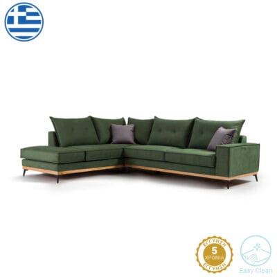 Γωνιακός καναπές δεξιά γωνία Luxury II ύφασμα κυπαρισσί-ανθρακί 290x235x95εκ