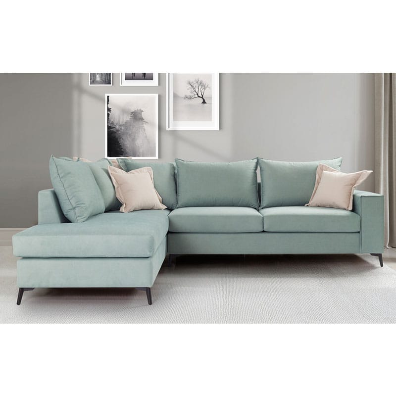 Γωνιακός καναπές δεξιά γωνία Romantic ύφασμα Ciel-Cream 290x235x95εκ - Image 2