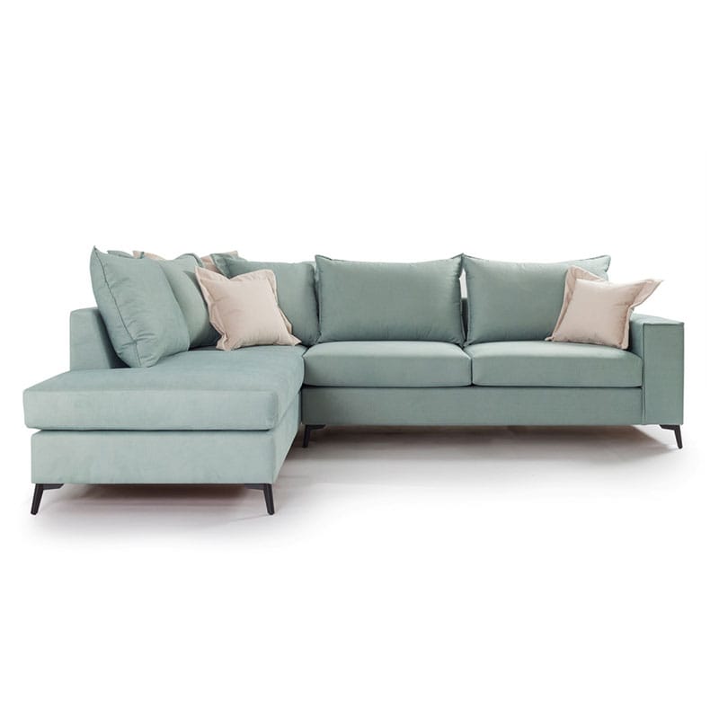 Γωνιακός καναπές δεξιά γωνία Romantic ύφασμα Ciel-Cream 290x235x95εκ - Image 3