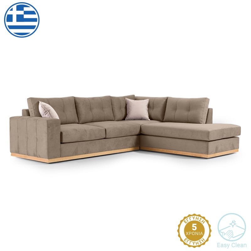 Γωνιακός καναπές αριστερή γωνία Boston ύφασμα mocha-cream 280x225x90εκ