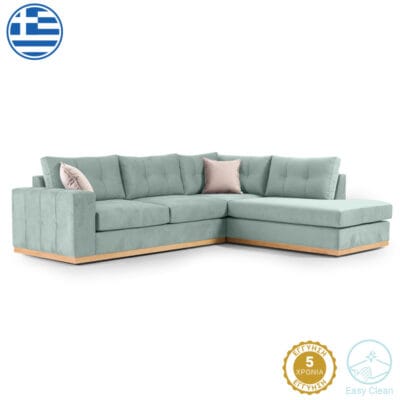 Γωνιακός καναπές αριστερή γωνία Boston ύφασμα ciel-cream 280x225x90εκ