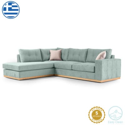 Γωνιακός καναπές δεξιά γωνία Boston ύφασμα ciel-cream 280x225x90εκ