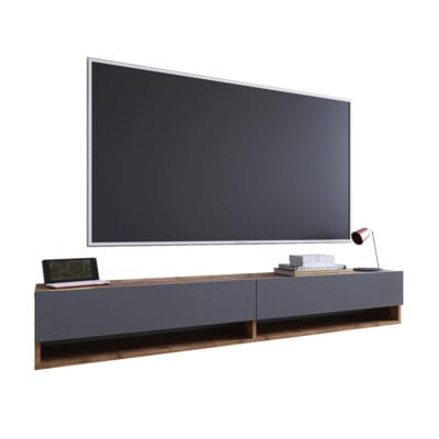 Έπιπλο τηλεόρασης επιτοίχιο Handra ανθρακί-SONOMA 180x31,5x29,5εκ