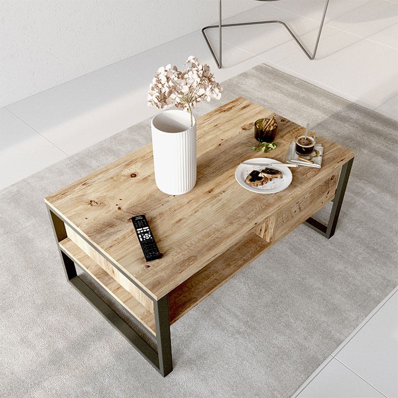 Τραπέζι σαλονιού Honora SONOMA-μαύρο 100x60x44,5εκ - Image 3
