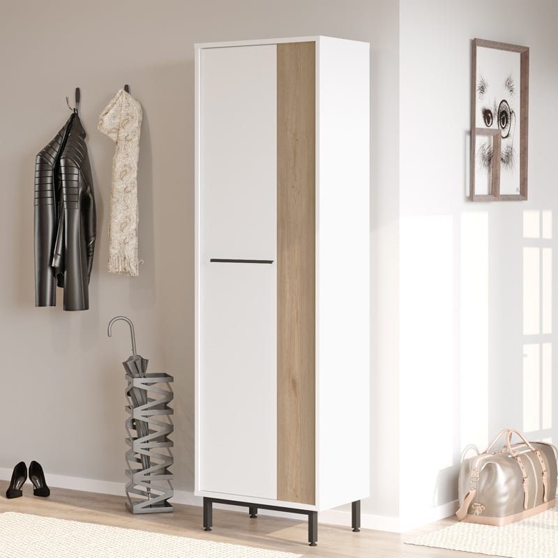 Παπουτσοθήκη Scarpiera 9θέσεων σε φυσική-λευκή απόχρωση 57.2x35.5x185.6εκ - Image 2