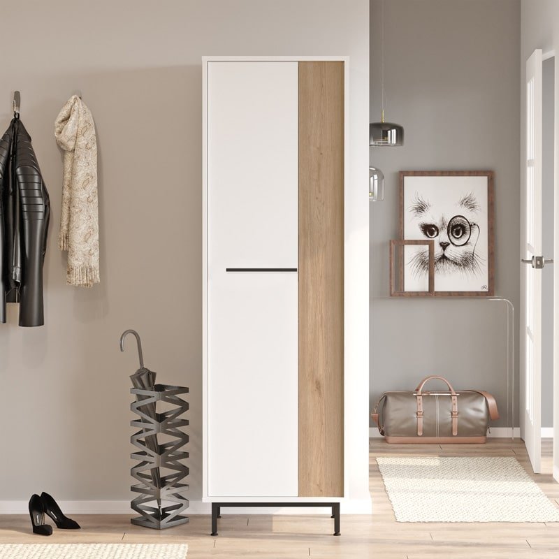 Παπουτσοθήκη Scarpiera 9θέσεων σε φυσική-λευκή απόχρωση 57.2x35.5x185.6εκ - Image 3