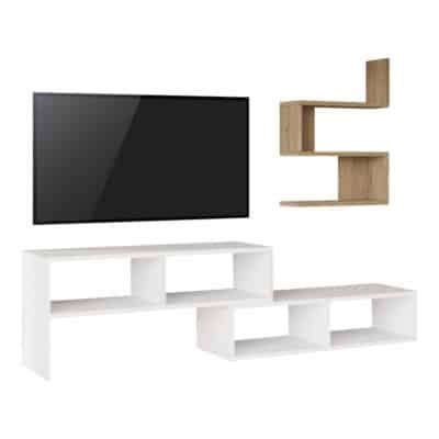 Σύνθετο σαλονιού Kakomo σε λευκή-φυσική απόχρωση 170x29.5x43εκ