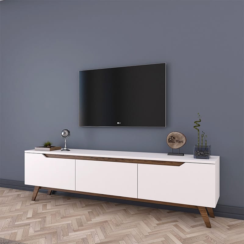 Έπιπλο τηλεόρασης Kasandra λευκό-καρυδί 180x35x48,5εκ - Image 2