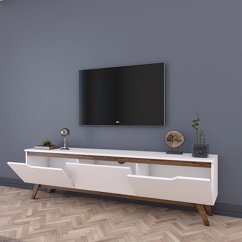 Έπιπλο τηλεόρασης Kasandra λευκό-καρυδί 180x35x48,5εκ - Image 3