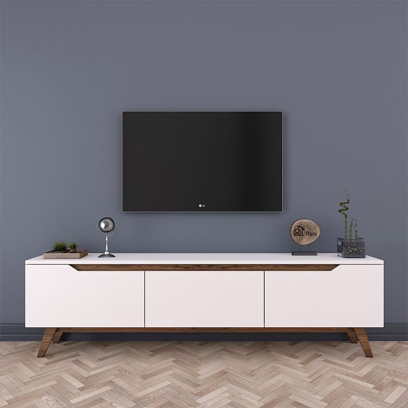 Έπιπλο τηλεόρασης Kasandra λευκό-καρυδί 180x35x48,5εκ - Image 4