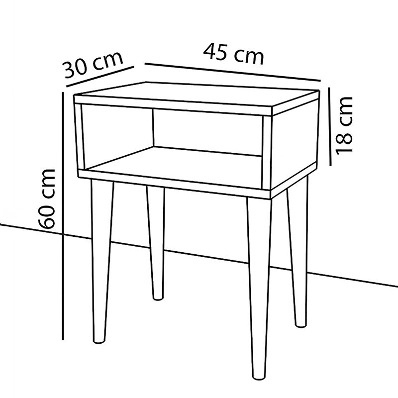 Κομοδίνο Hank λευκό-καρυδί 45x30x60εκ - Image 3