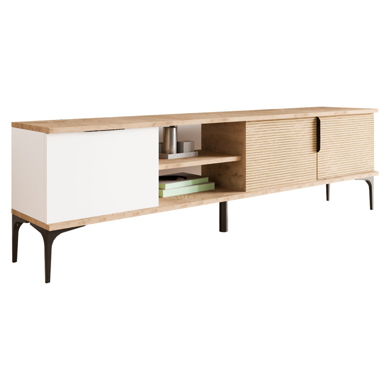 Έπιπλο τηλεόρασης Kowel μελαμίνης λευκό-SONOMA 180x34x51εκ