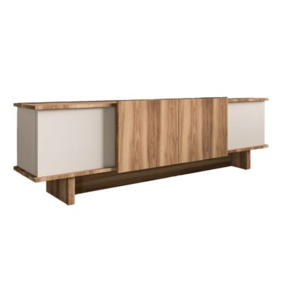 Επιπλο τηλεόρασης Aramos σε καρυδί-κρεμ απόχρωση 180x33x50εκ