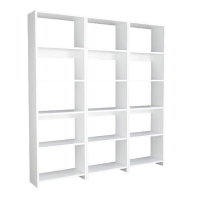 Βιβλιοθήκη Rabuku σε λευκή απόχρωση 146x22x123εκ