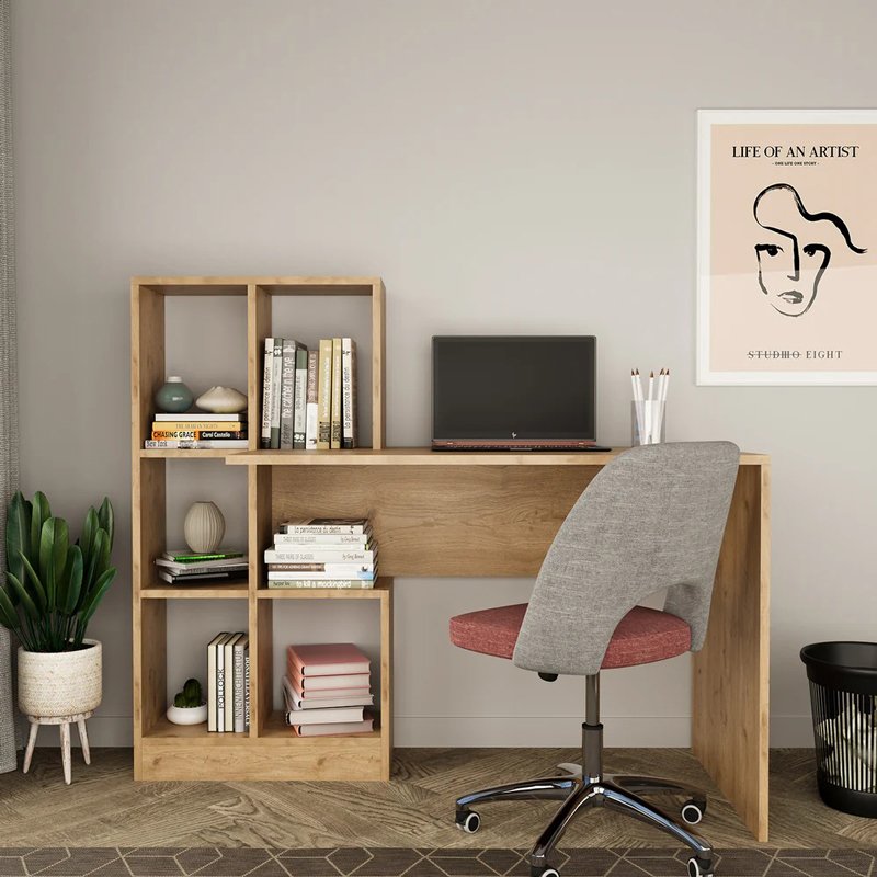 Γραφείο εργασίας με βιβλιοθήκη Dustin σε SONOMA απόχρωση 118x56x112εκ - Image 3