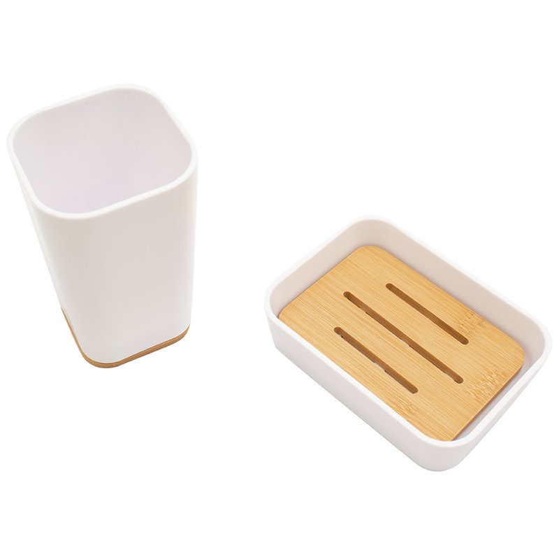 Σετ αξεσουάρ μπάνιου Nature 2τμχ pp χρώμα λευκό - Image 2