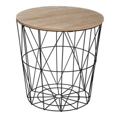 Βοηθητικό τραπέζι Kumi mdf επιφάνεια SONOMA και μέταλλο σε μαύρη απόχρωση Φ40x41εκ