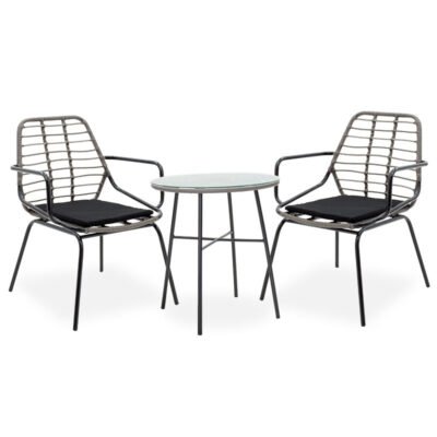 Τραπεζαρία Gaus-Naoki σετ 3τεμ μέταλλο μαύρο pe γκρι