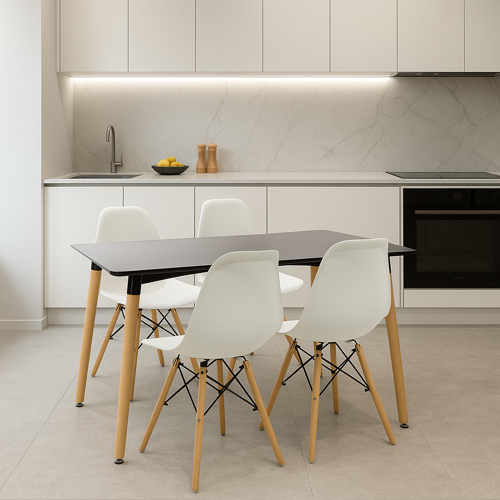 Τραπεζαρία Natali-Julita σετ 5τεμ μαύρο-λευκό-φυσικό 120x80x76εκ - Image 5