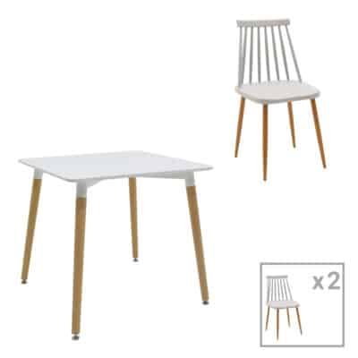 Τραπεζαρία Aurora-Natali σετ 3τεμ pp-mdf σε λευκό-γκρι-φυσική απόχρωση 80x80x76εκ