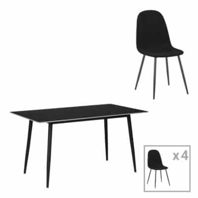 Τραπεζαρία Gustas-Bella σετ 5τμχ ανθρακί με μαύρο μαρμάρου 120x60x75εκ