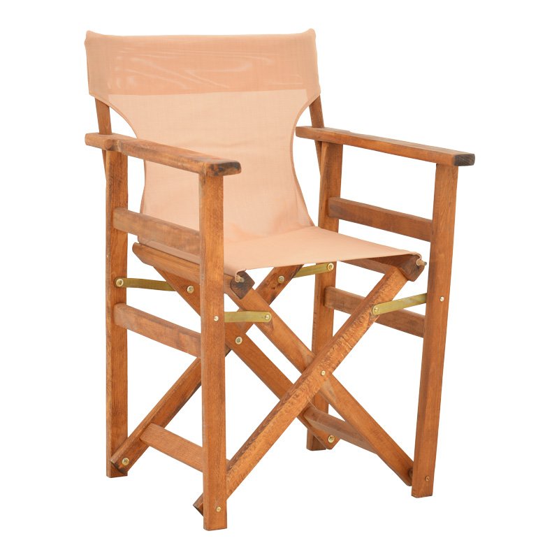 Καρέκλα-πολυθρόνα σκηνοθέτη Kompa μασίφ ξύλο οξιάς καρυδί-πανί Nexus μπεζ