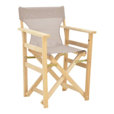 Καρέκλα-πολυθρόνα σκηνοθέτη Kompa μασίφ σε απόχρωση άβαφου ξύλου-πανί Nexus taupe