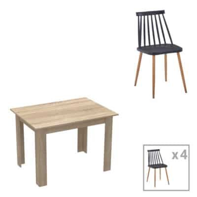 Τραπεζαρία Manka-Aurora I σετ 5τεμ σε sonoma-μαύρη απόχρωση 110x80x77εκ