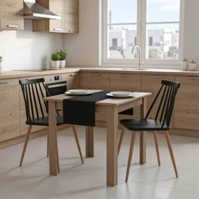 Τραπεζαρία Manka Ι-Aurora I σετ 3τεμ σε sonoma truffle-μαύρη απόχρωση 80x80x77εκ