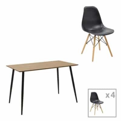 Τραπεζαρία Cuba-Julita σετ 5τεμ MDF sonoma-μαύρο-φυσικό 120x70x76εκ