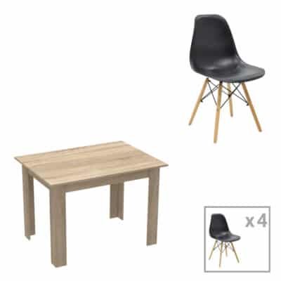 Τραπεζαρία Manka-Julita σετ 5τεμ σε sonoma-μαύρη απόχρωση 110x80x77εκ