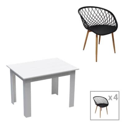 Τραπεζαρία Manka-Parker σετ 5τεμ σε λευκή απόχρωση 110x80x77εκ