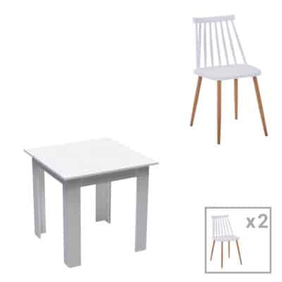 Τραπεζαρία Manka Ι-Aurora I σετ 3τεμ σε λευκή απόχρωση 80x80x77εκ