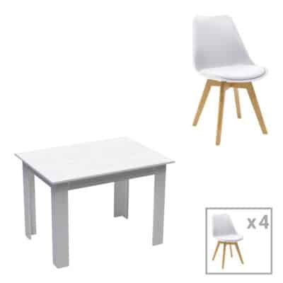 Τραπεζαρία Manka-Gaston σετ 5τεμ σε λευκή απόχρωση 110x80x77εκ