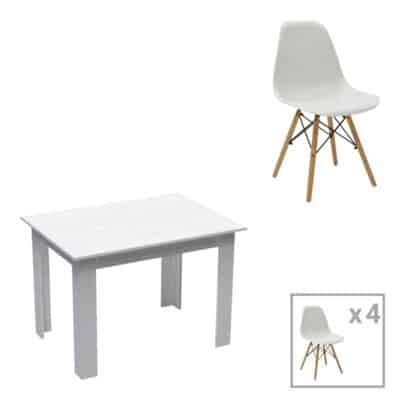 Τραπεζαρία Manka-Julita σετ 5τεμ σε λευκή απόχρωση 110x80x77εκ