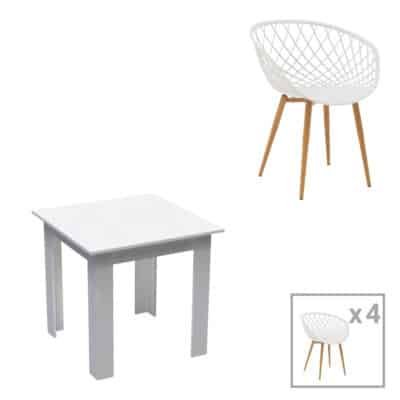 Τραπεζαρία Manka-Ezra σετ 3τεμ σε λευκή απόχρωση 80x80x77εκ