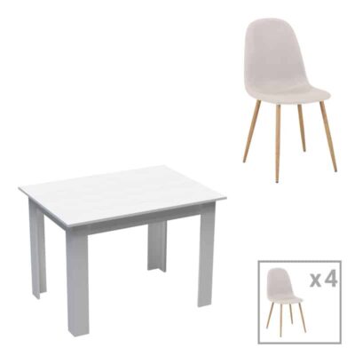 Τραπεζαρία Bella-Manka σετ 5τεμ σε λευκή απόχρωση 110x80x77εκ
