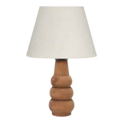 Επιτραπέζιο φωτιστικό Cabini ξύλο οξιάς και ύφασμα σε κρεμ χρώμα 22x22x30εκ