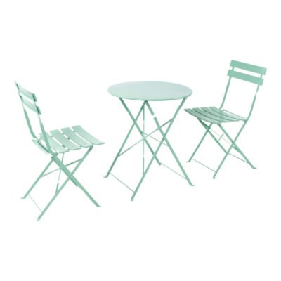 Τραπεζαρία Bistro 3τεμ μεταλλική αναδιπλούμενη σε πράσινη απόχρωση Φ60x71εκ