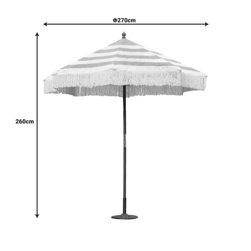 Ομπρέλα κήπου Brilie ξύλο-μακραμέ Φ2.70x2.60 m καφέ-λευκό - Image 3