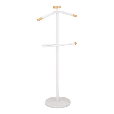 Καλόγερος ρούχων Jolma μέταλλο-ξύλο σε λευκή απόχρωση Φ30x111εκ